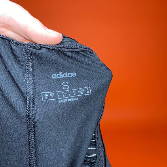 Adidas Sweatpants Jet Black Polyester Joggers White 3 Stripes - Picture 4 of 4